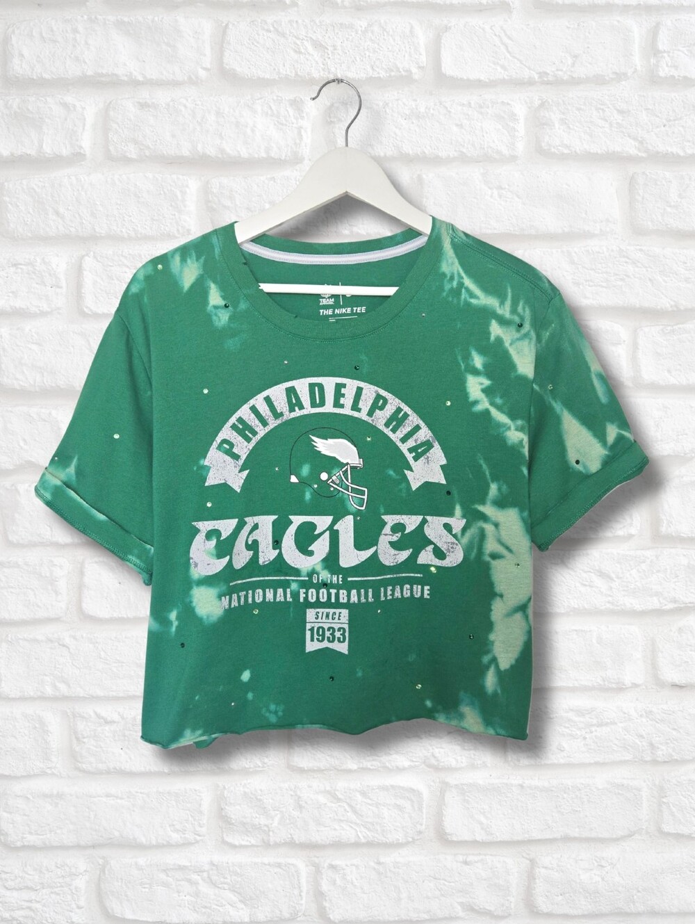 Philadelphia Eagles Crop Top W/Rhinestones
